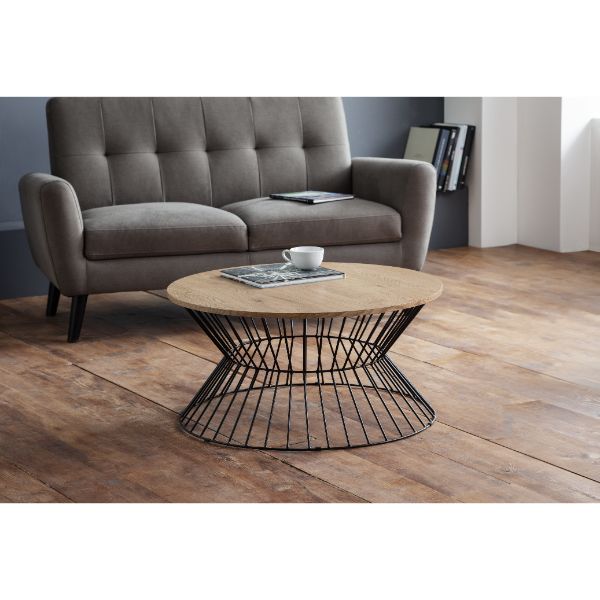 Jersey Round Wire Coffee Table 80cm Euro Oak