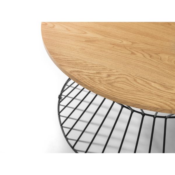 Jersey Round Wire Coffee Table 80cm Euro Oak