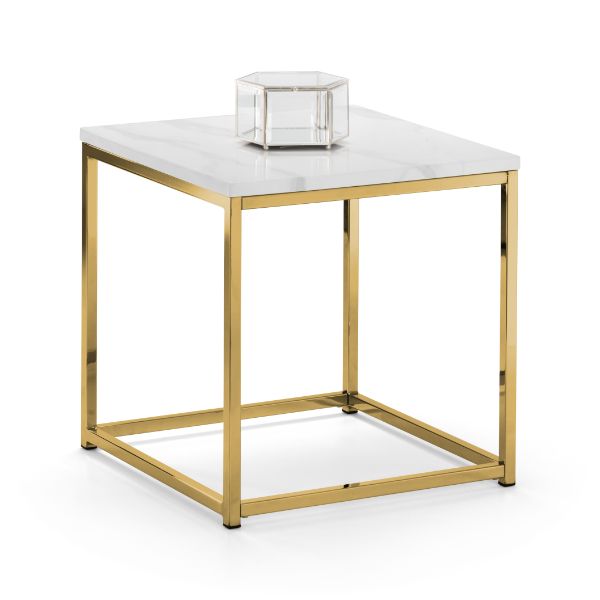 Scala Lamp Table White Marble & Gold