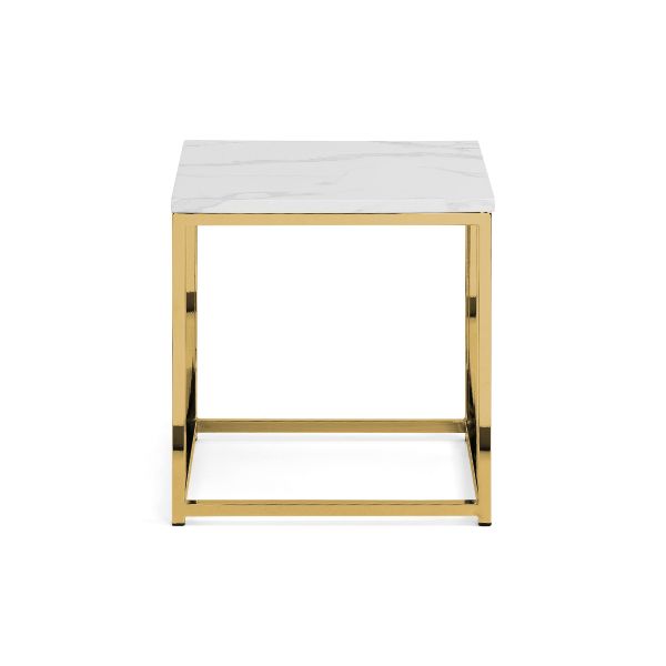 Scala Lamp Table White Marble & Gold