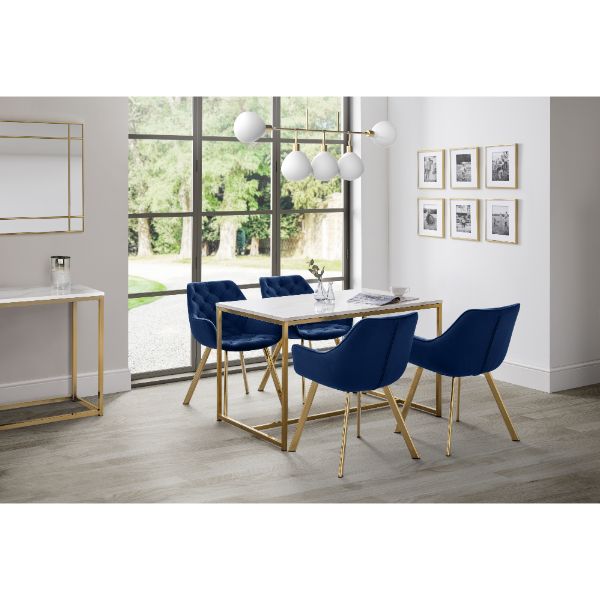 Scala Dining Table 1.2m White Marble & Gold