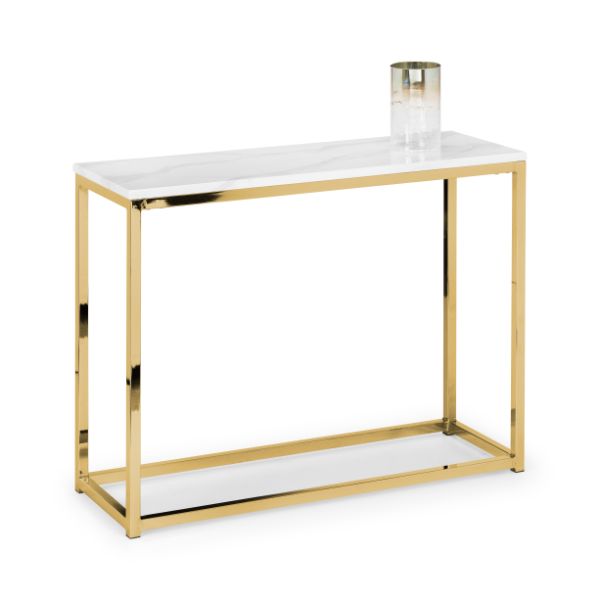 Scala Console Table 1m White Marble & Gold