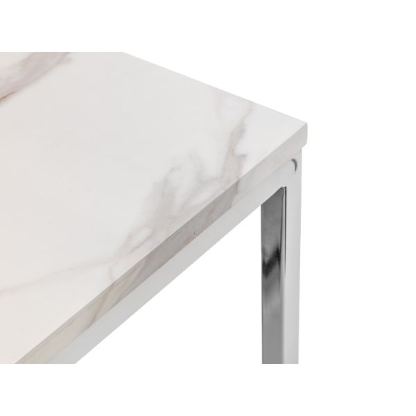 Scala Console Table 1m White Marble & Chrome