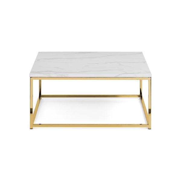 Scala Coffee Table 90cm White Marble & Gold