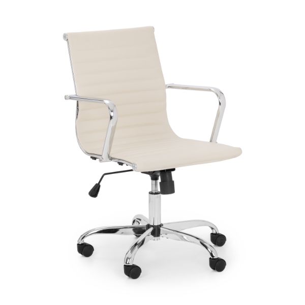 Gio Office Chair Ivory & Chrome