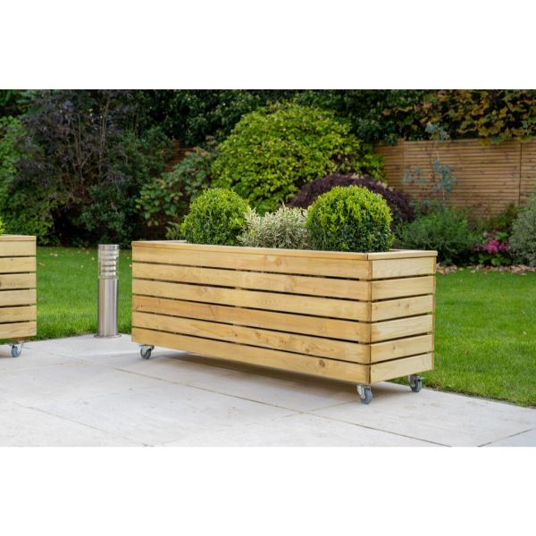 Forest Garden Linear Planter - Long with Wheels 49.6cm(h) x 120cm(w) x 40cm(d)