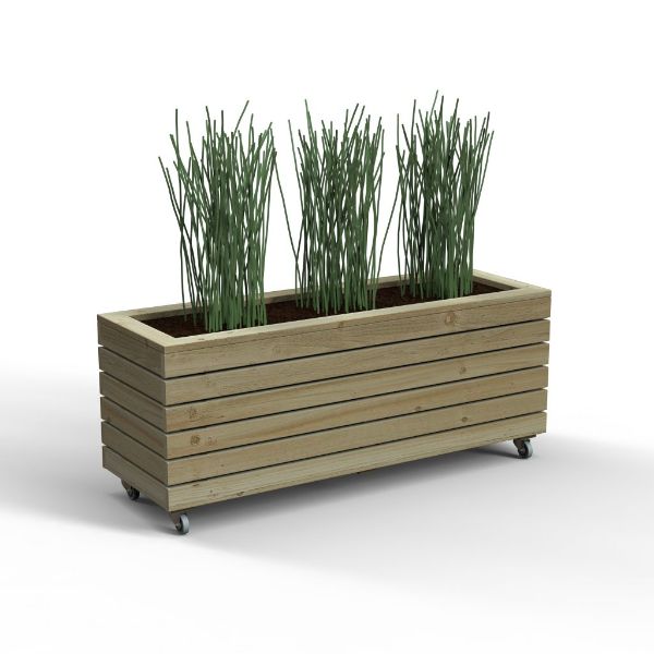 Forest Garden Linear Planter - Long with Wheels 49.6cm(h) x 120cm(w) x 40cm(d)