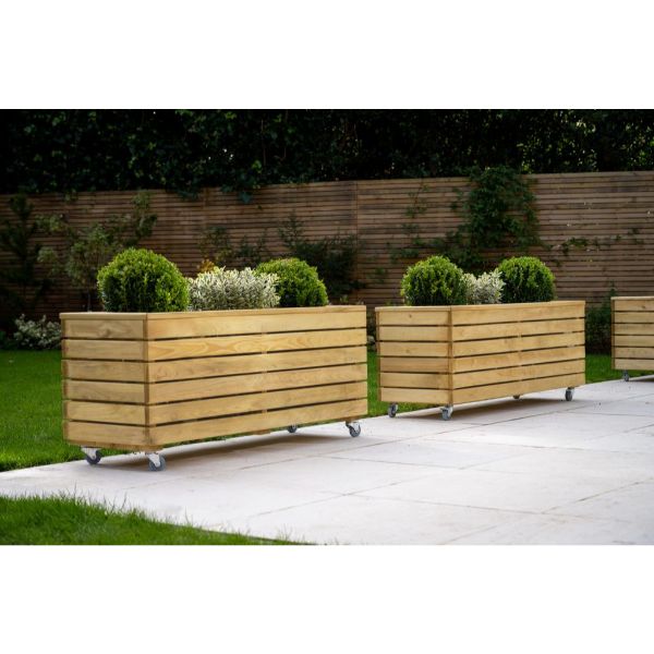 Forest Garden Linear Planter - Long with Wheels 49.6cm(h) x 120cm(w) x 40cm(d)