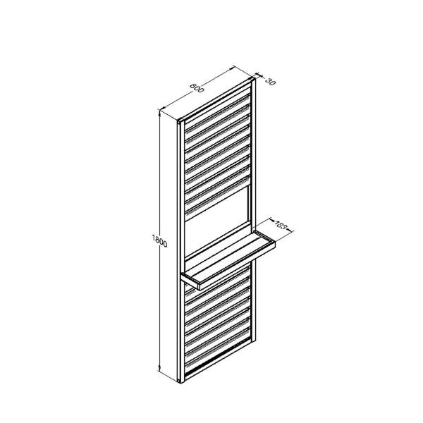 Forest Garden Slatted Wall Planter Trellis 1 Shelf 180cm(h) x 60cm(w) x 3.5cm(d)