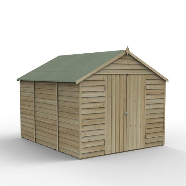 Forest Garden Overlap Pressure Treated 10x8 Apex Shed - Double Door