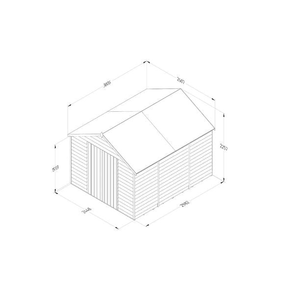 Forest Garden Overlap Pressure Treated 10x8 Apex Shed - Double Door