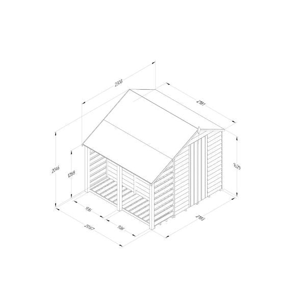 Forest Garden Overlap Pressure Treated 5x7 Apex Shed with Lean To