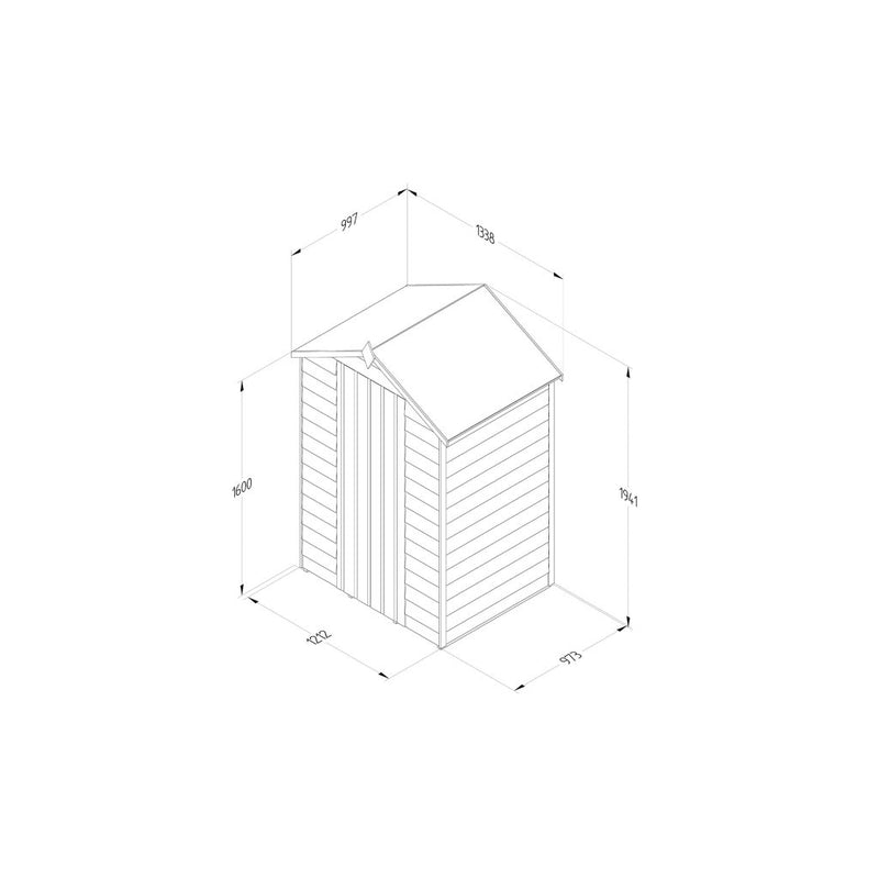 Forest 4'×3'  4Life Overlap Apex Shed, No Window