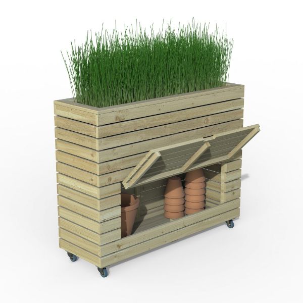 Forest Garden Linear Planter - Tall with Wheels 97.2cm(h) x 120cm(w) x 40cm(d)