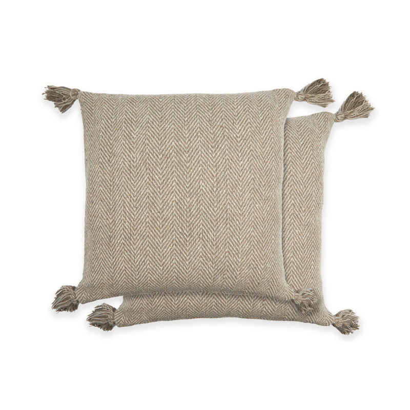 Herringbone Recycled Cotton Cushion 43 x 43cm - Natural