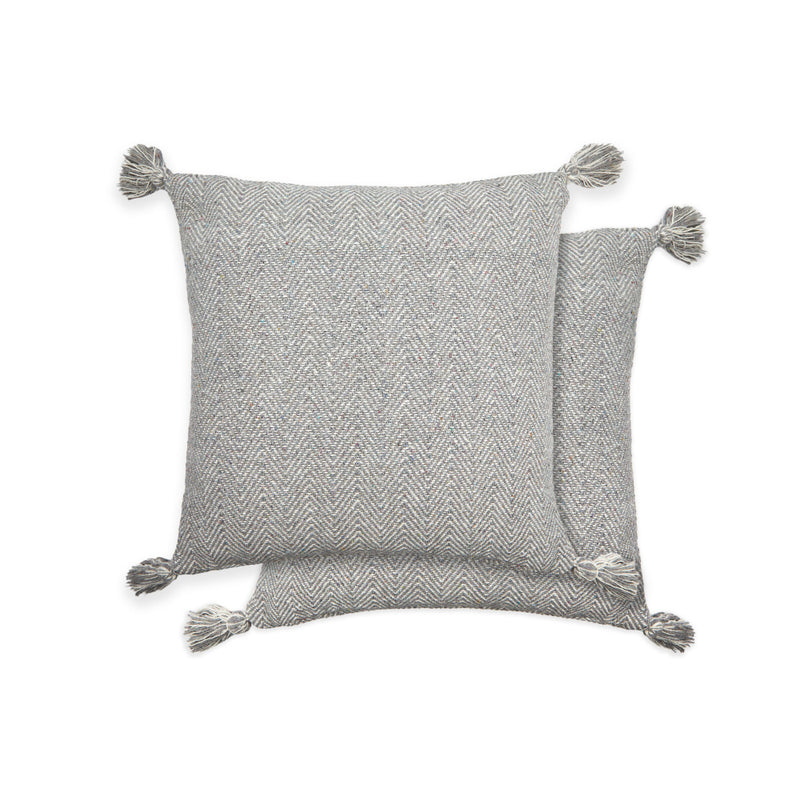 Herringbone Recycled Cotton Cushion 43 x 43cm - Silver