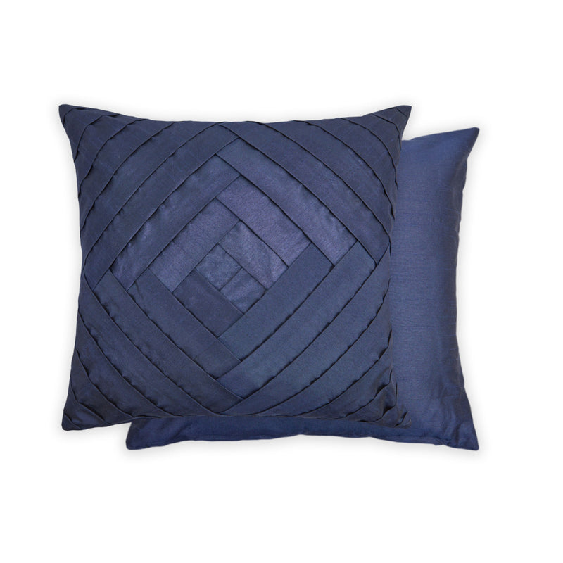 Serenity Pleated Sateen Finish Cushion 43 x 43cm - Navy Blue