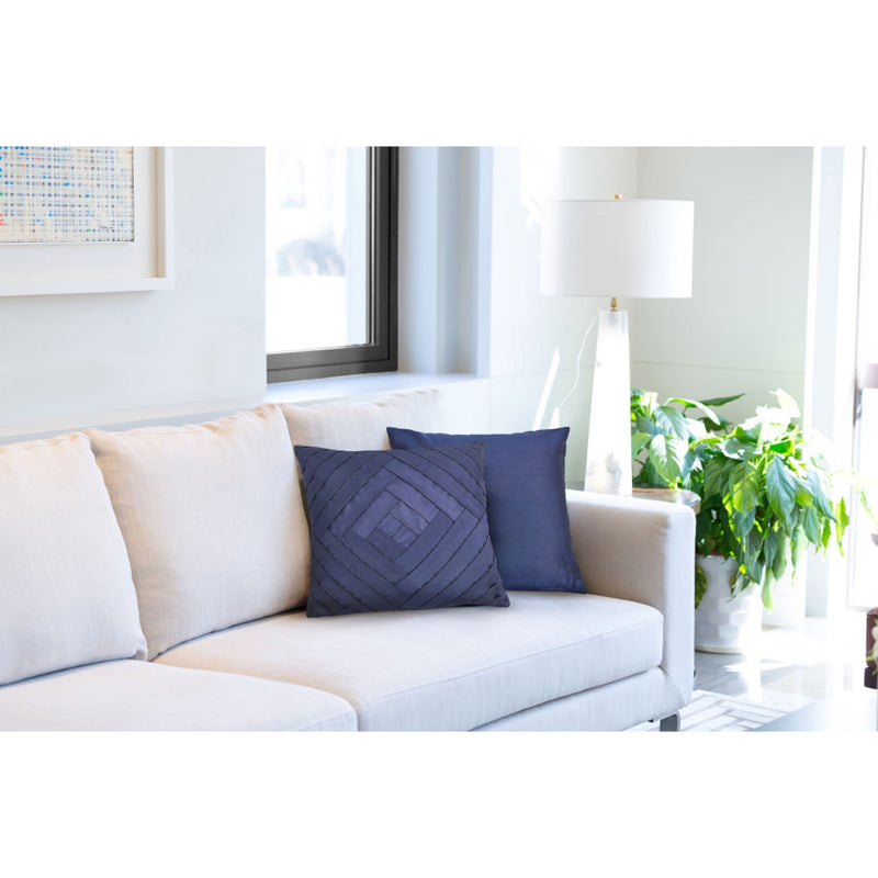Serenity Pleated Sateen Finish Cushion 43 x 43cm - Navy Blue