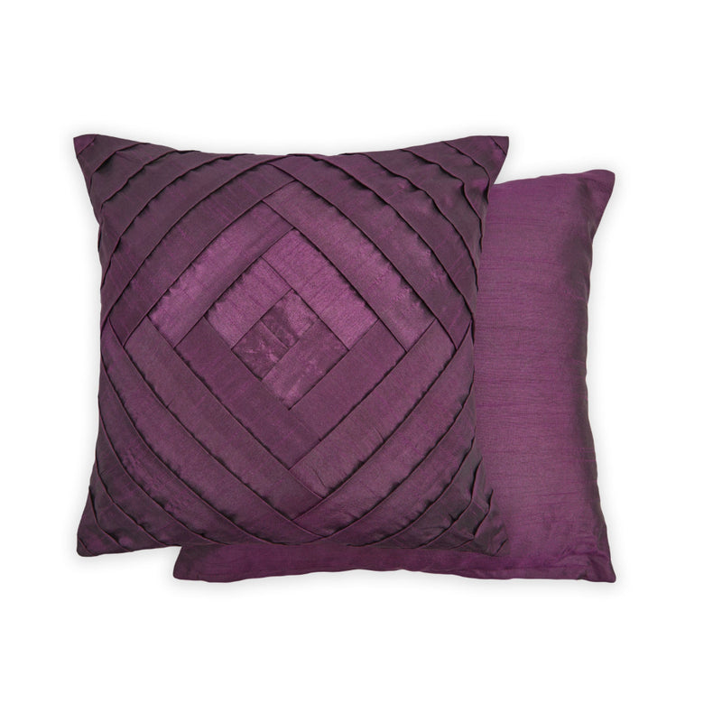 Serenity Pleated Sateen Finish Cushion 43 x 43cm - Plum
