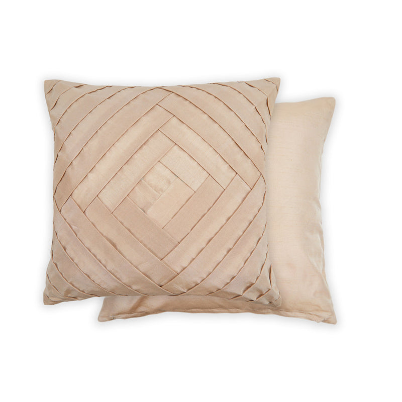Serenity Pleated Sateen Finish Cushion 43 x 43cm - Taupe