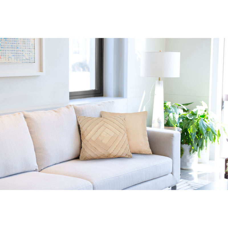 Serenity Pleated Sateen Finish Cushion 43 x 43cm - Taupe