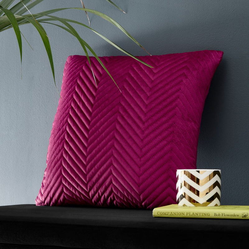 Pinsonic Velvet Berry Pink Square Cushion 43 x 43cm
