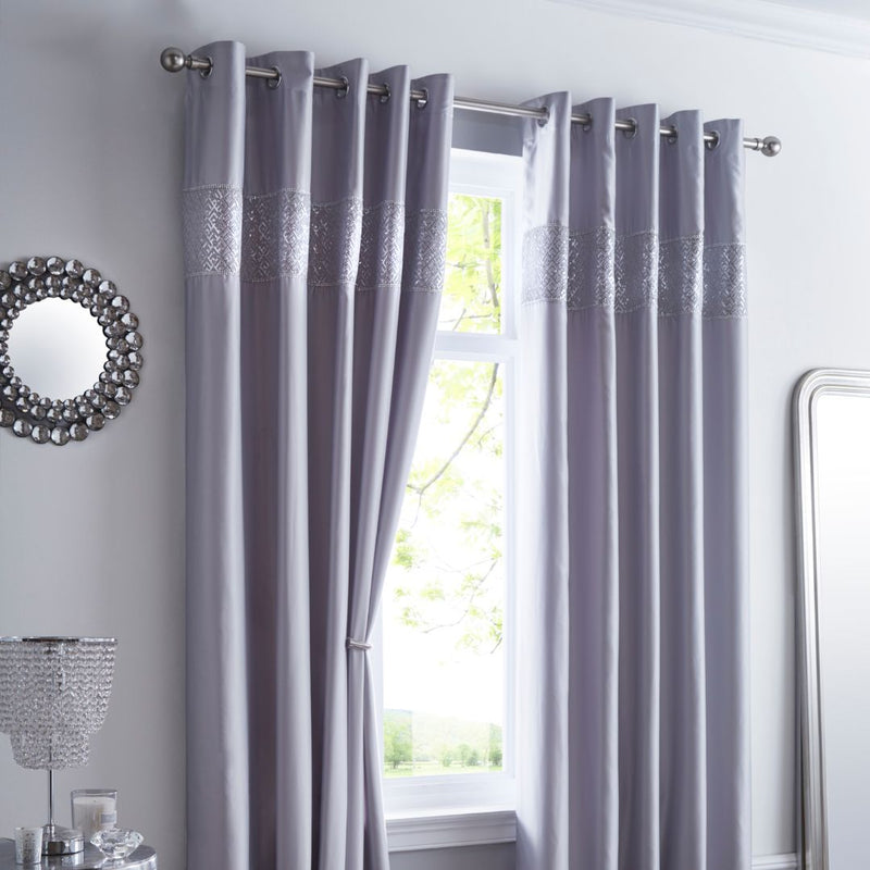 Shimmer  Eyelet Curtains - Silver
