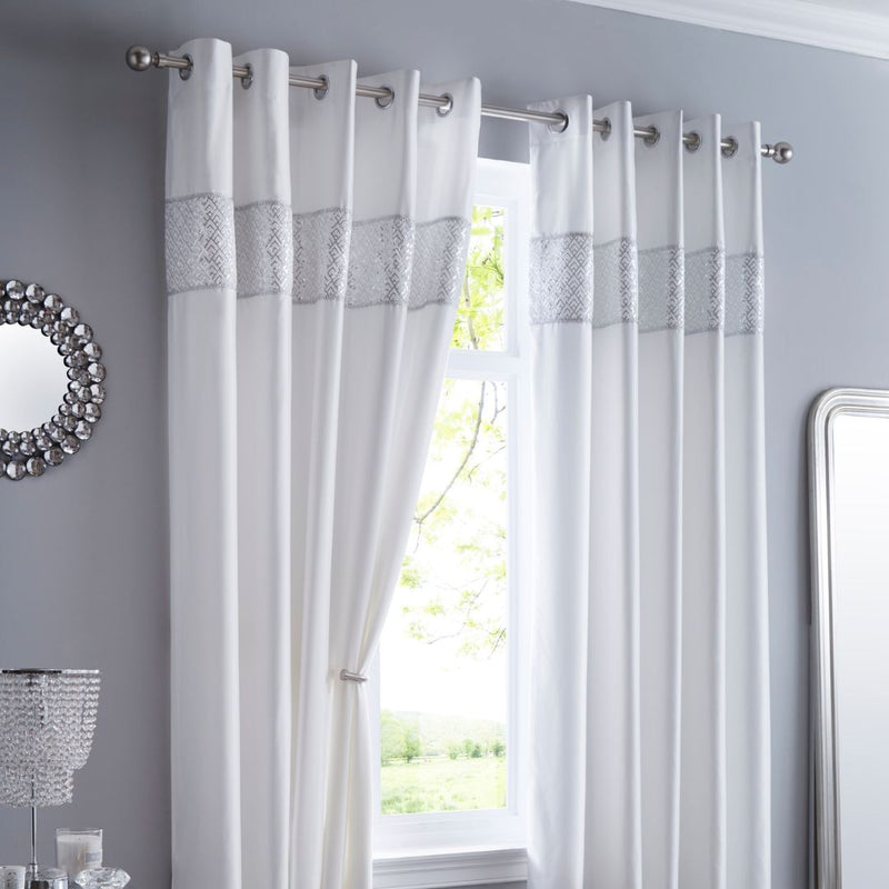 Shimmer White Eyelet Curtains