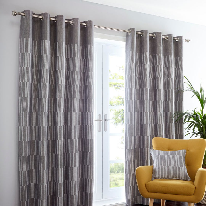 Detroit  Eyelet Curtains - Charcoal Grey