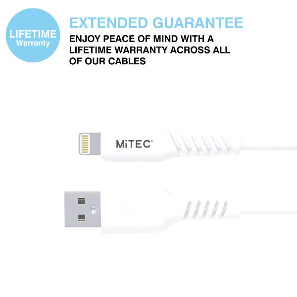 Mitec Mipower White Lightning To Usb Charge & Sync Cable 3M