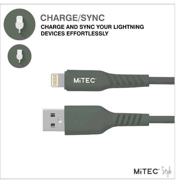 Mitec Mipower Forest Green Lightning To Usb Charge & Sync Cable - 2M