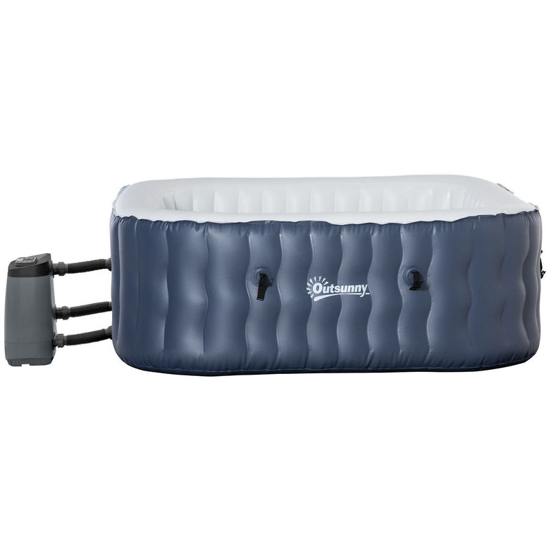 Outsunny Inflatable Hot Tub Spa Square for 4-6 People 180cm - Dark Blue