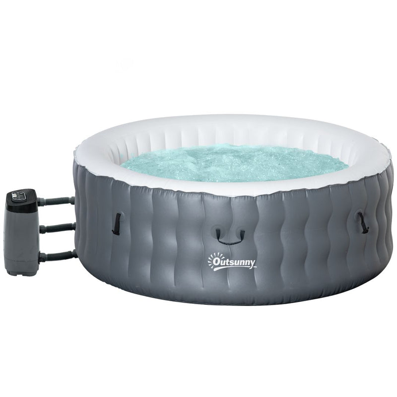 Outsunny Round Hot Tub 4 Person, Light Grey