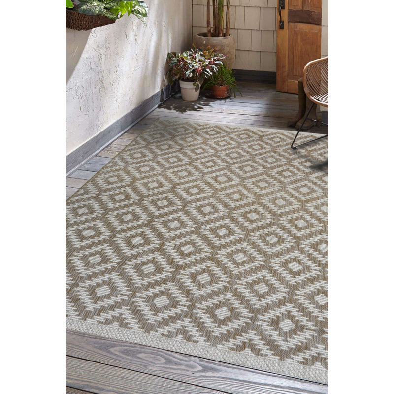 Outdoor Flatweave Compass Rug - 120 x 170cm - Diamond Natural