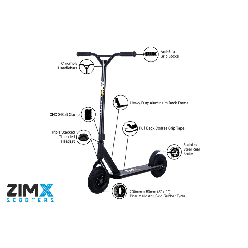 Zimx Kids Dirt Kick Scooter ZX TRACK - Matte Black