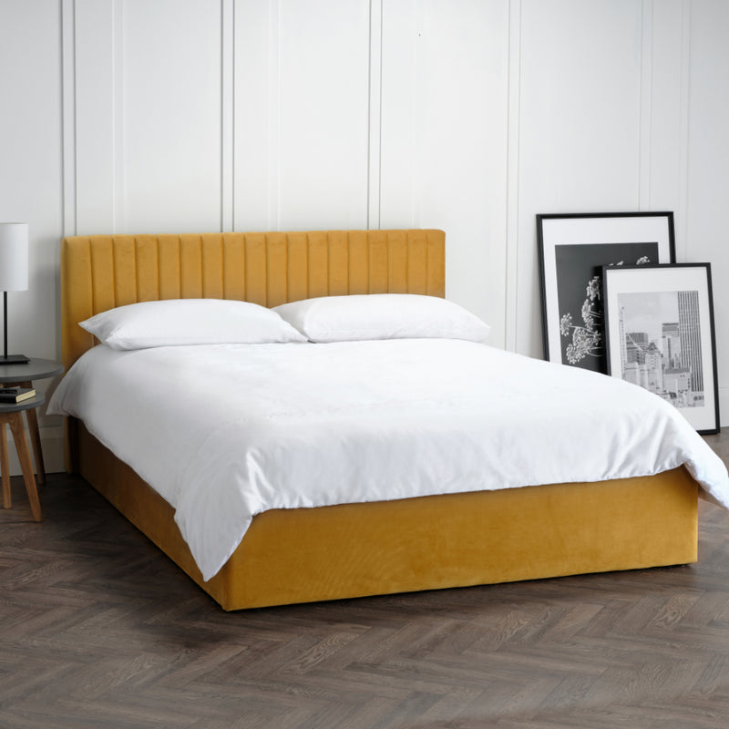 Berlin Small Double Bed 4ft 1.4m - Mustard Yellow