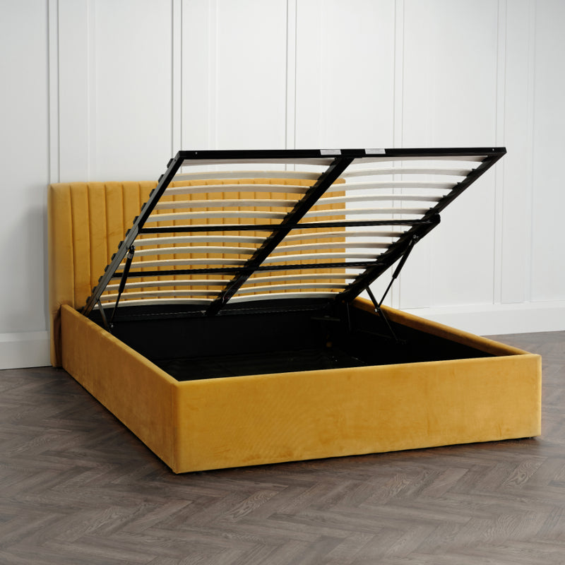 Berlin Double Bed 4ft6 1.35m - Mustard Yellow