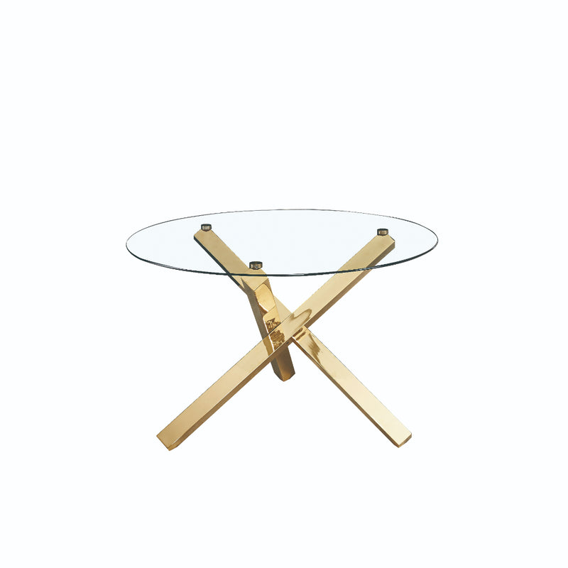 Capri Dining Table Glass Top With Gold Legs 1.2m