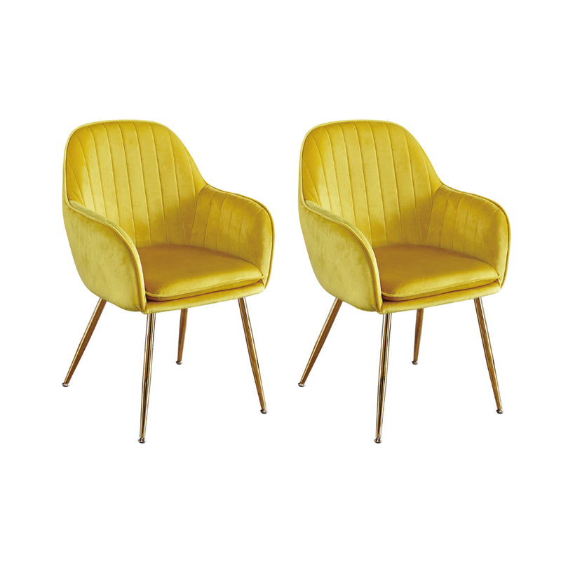 Lara Dining Chairs Ochre Yellow With Gold Legs - Set of 2