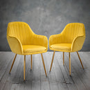 Lara Dining Chairs Ochre Yellow With Gold Legs - Set of 2