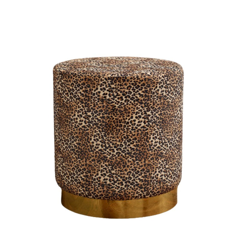 Lara Velvet Pouffe - Leopard Print