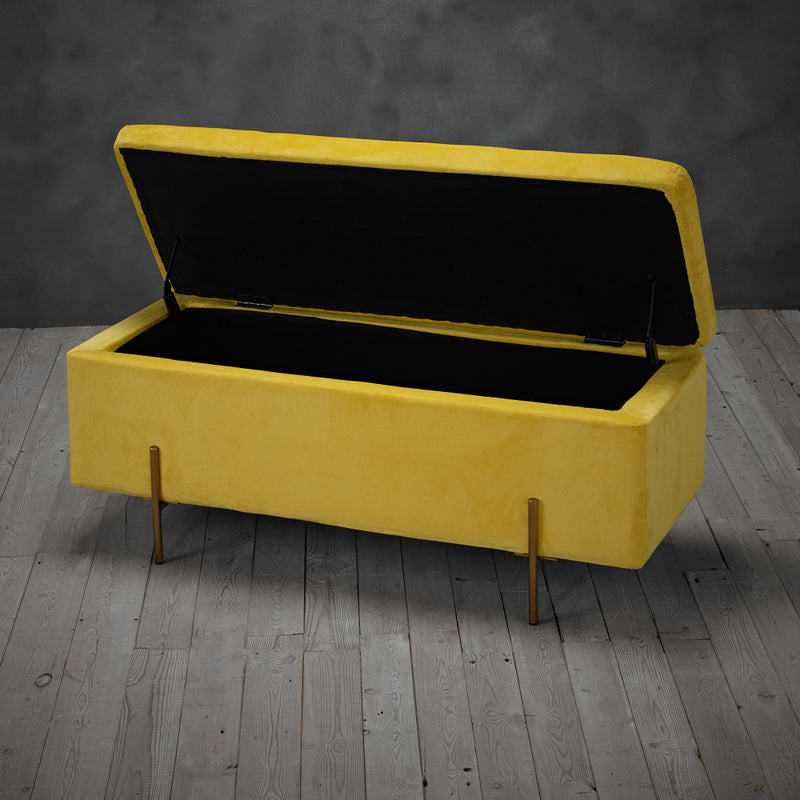 Lola Storage Ottoman 115cm - Mustard Yellow