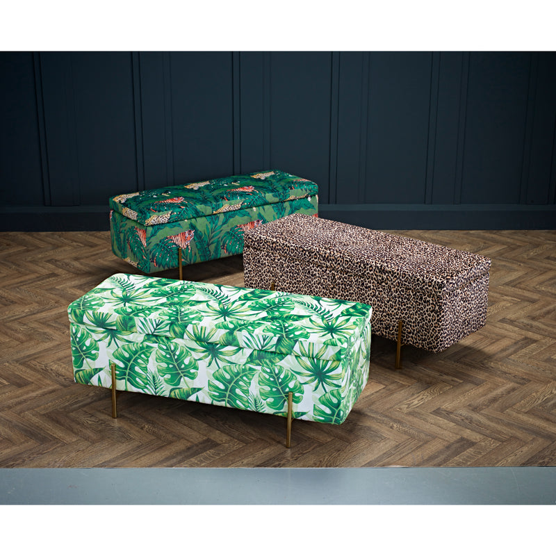 Lola Storage Ottoman 115cm - Palm Print