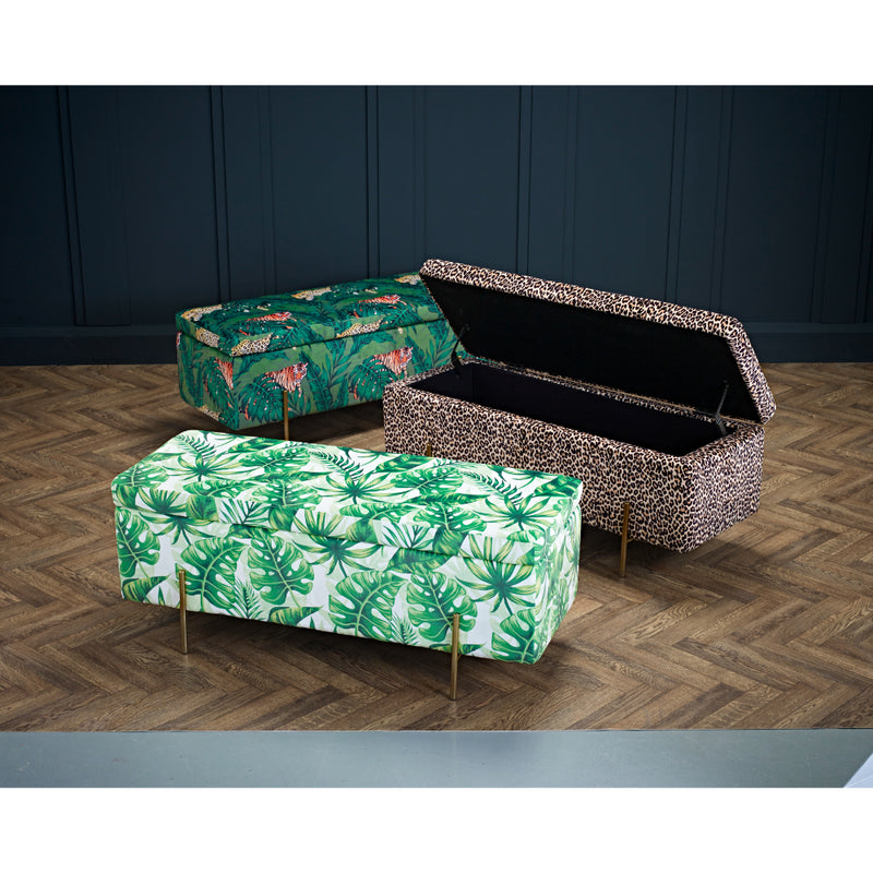 Lola Storage Ottoman 115cm - Palm Print