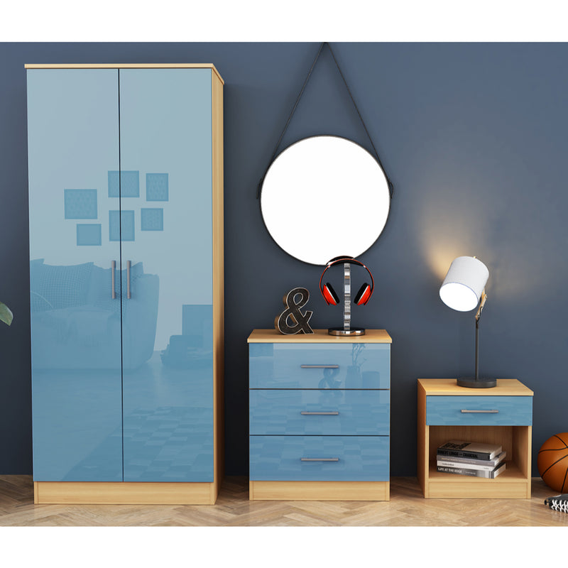 Dakota Bedroom Furniture Set 3 Piece - Blue