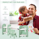 HOMCOM Childrens Table and Chair Set Adjustable – Green & White