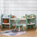 HOMCOM Childrens Table and Chair Set Adjustable – Green & White