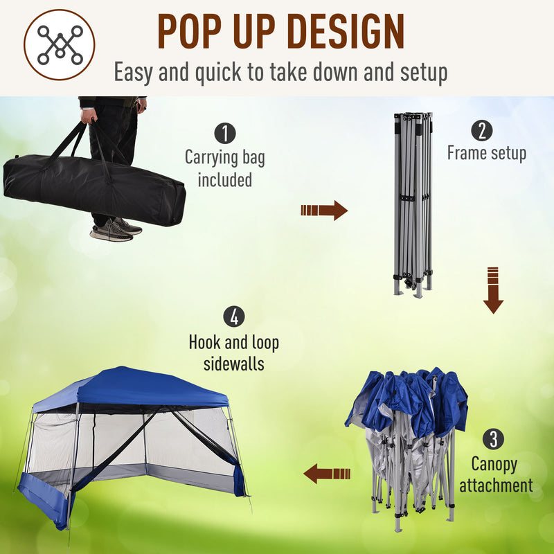 Outsunny Pop Up Canopy With Inclined Legs