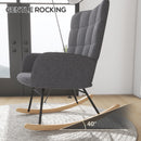 HOMCOM Wingback Rocking Chair For Nursing W/ Steel Frame And Wooden Base Grey