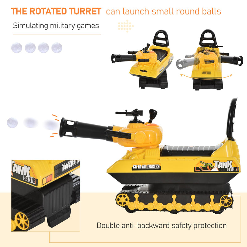 Kids Ride On Shooting Tank - Yellow